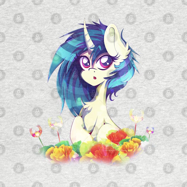 Vinyl Scratch - Digital Flowerfield by RarieDash